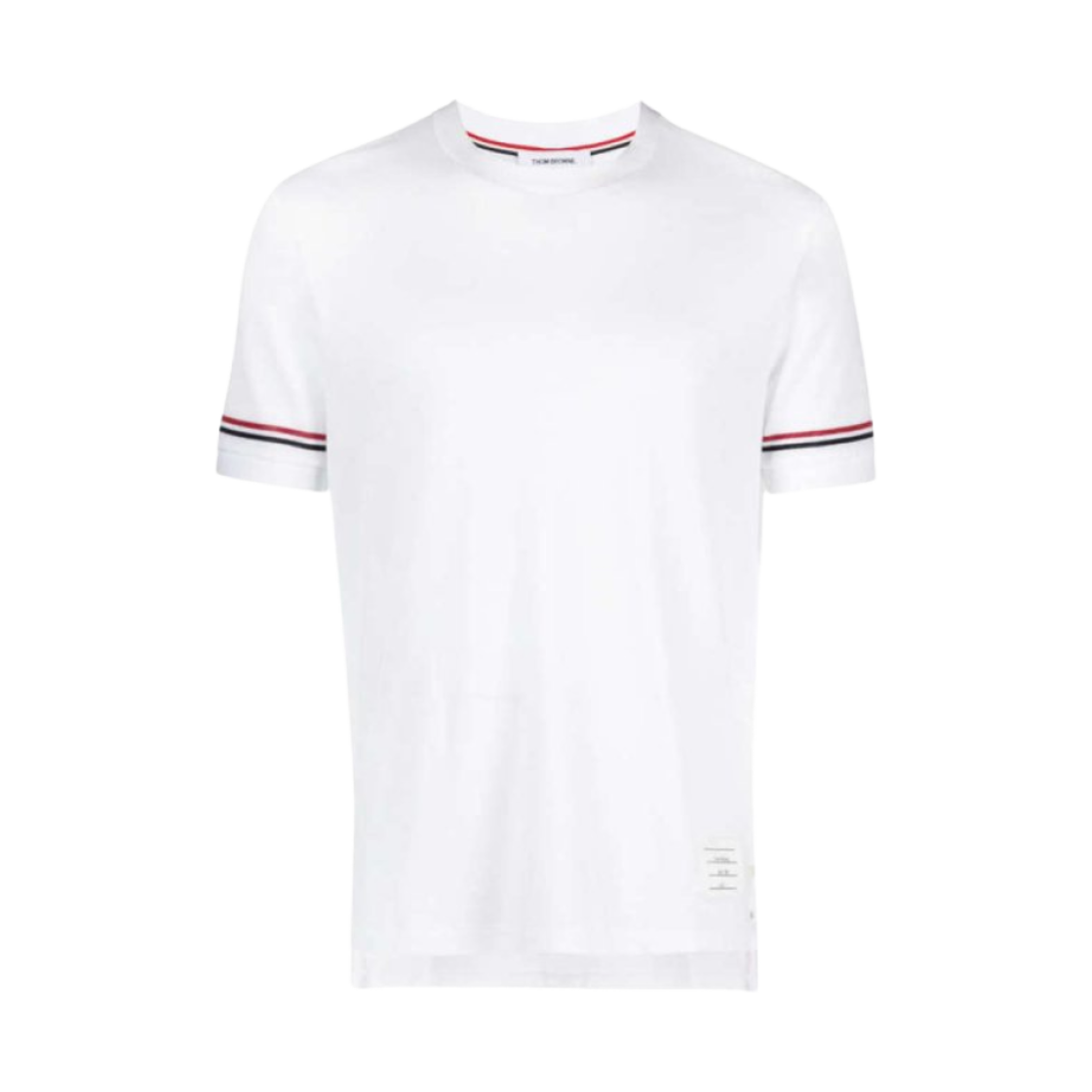 MJS247A-J0129-100 Thom Browne Lightweight Cotton Short Sleeve Striped T-Shirt White