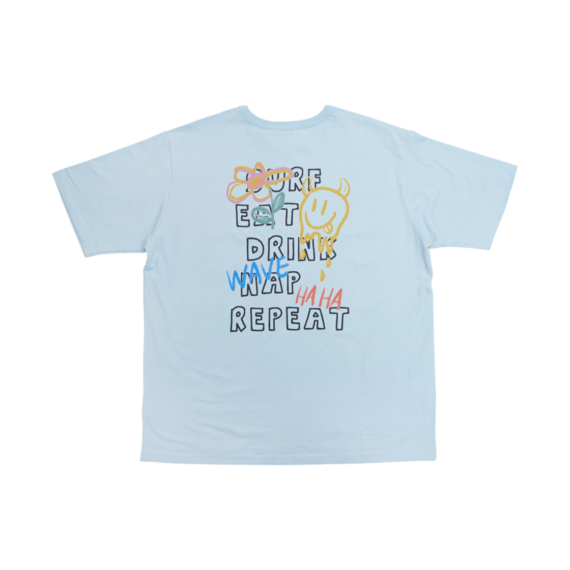 100045 Flatwave Doodly Print T Shirt Skyblue