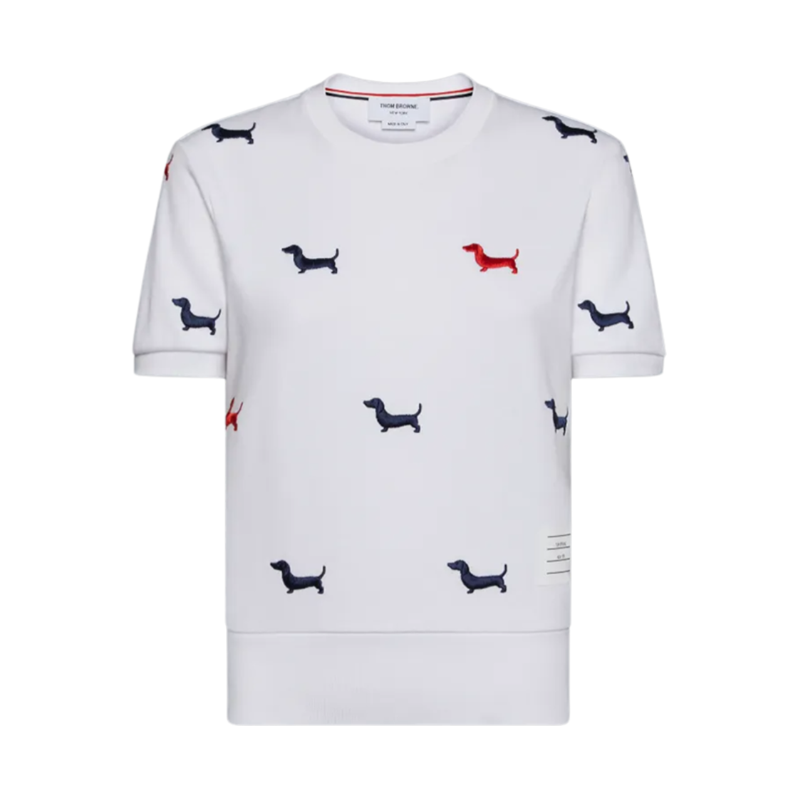 FJS206E-J0055-100 (W) Thom Browne Cotton Milano Short Sleeve Hector T-Shirt White