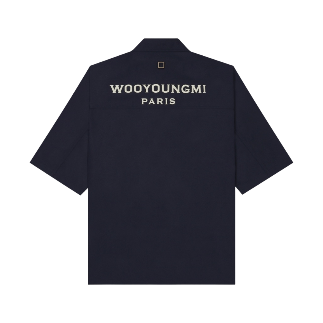 우영미 오버사이즈 백로고 숏슬리브 셔츠 네이비 - 21SS