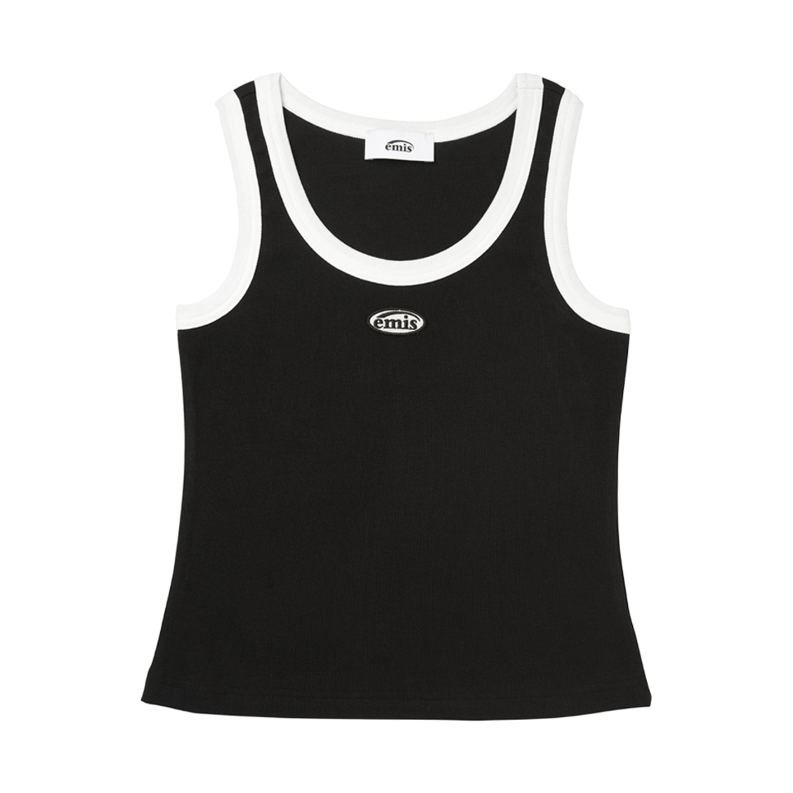 (W) 이미스 미니 와펜 슬리브리스 탑 블랙 화이트((W) Emis Mini Wappen Sleeveless Top Black White)