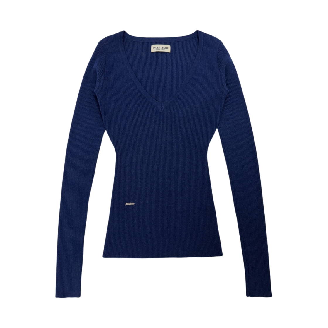 (W) 페일제이드 딥 브이넥 니트 네이비((W) Pale Jade Deep V-Neck Knit Navy)