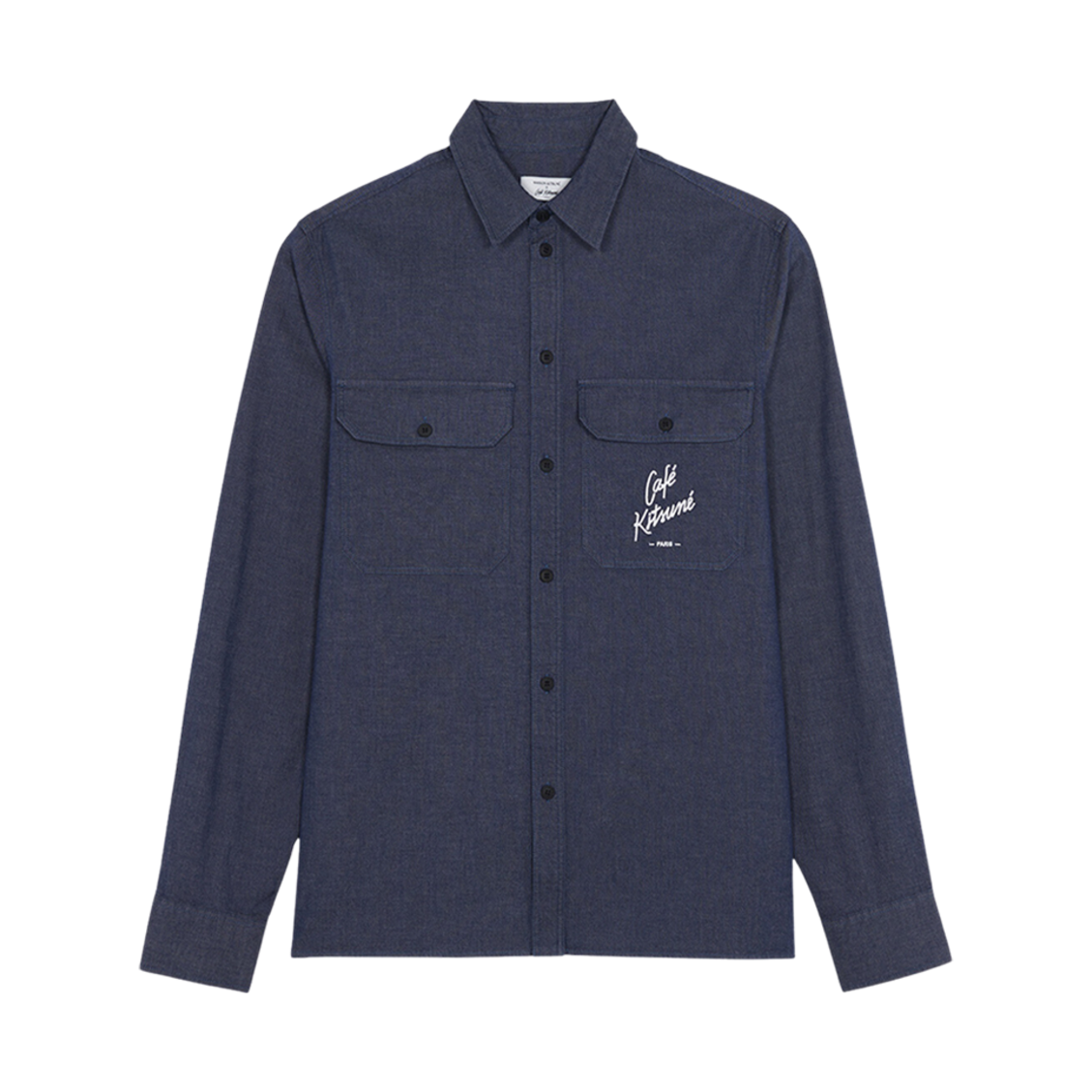 메종 키츠네 카페 샴브레이 셔츠 네이비(Maison Kitsune Cafe Chambray Shirt Navy) - 1