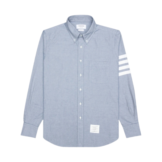 MWL272A-05245-480 Thom Browne Solid Flannel 4-Bar Straight Fit Shirt Light Blue