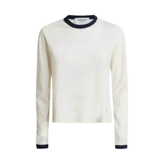 (W) Thom Browne Cotton Long Sleeve T-Shirt Natural White