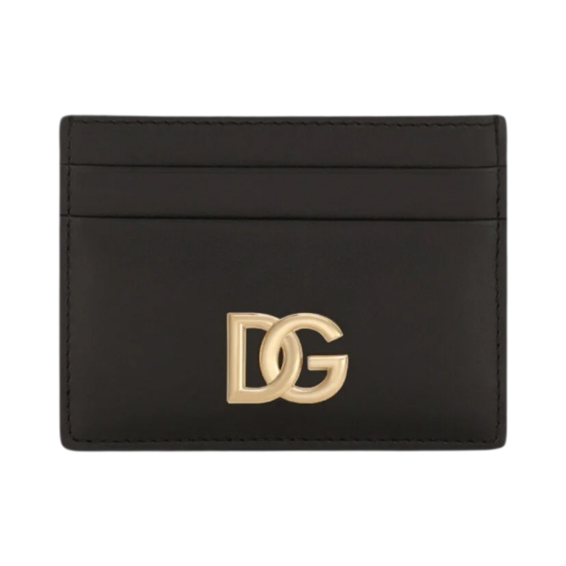 BI0330AW57680999 Dolce & Gabbana Calfskin Card Holder with DG Logo Light Gold Black