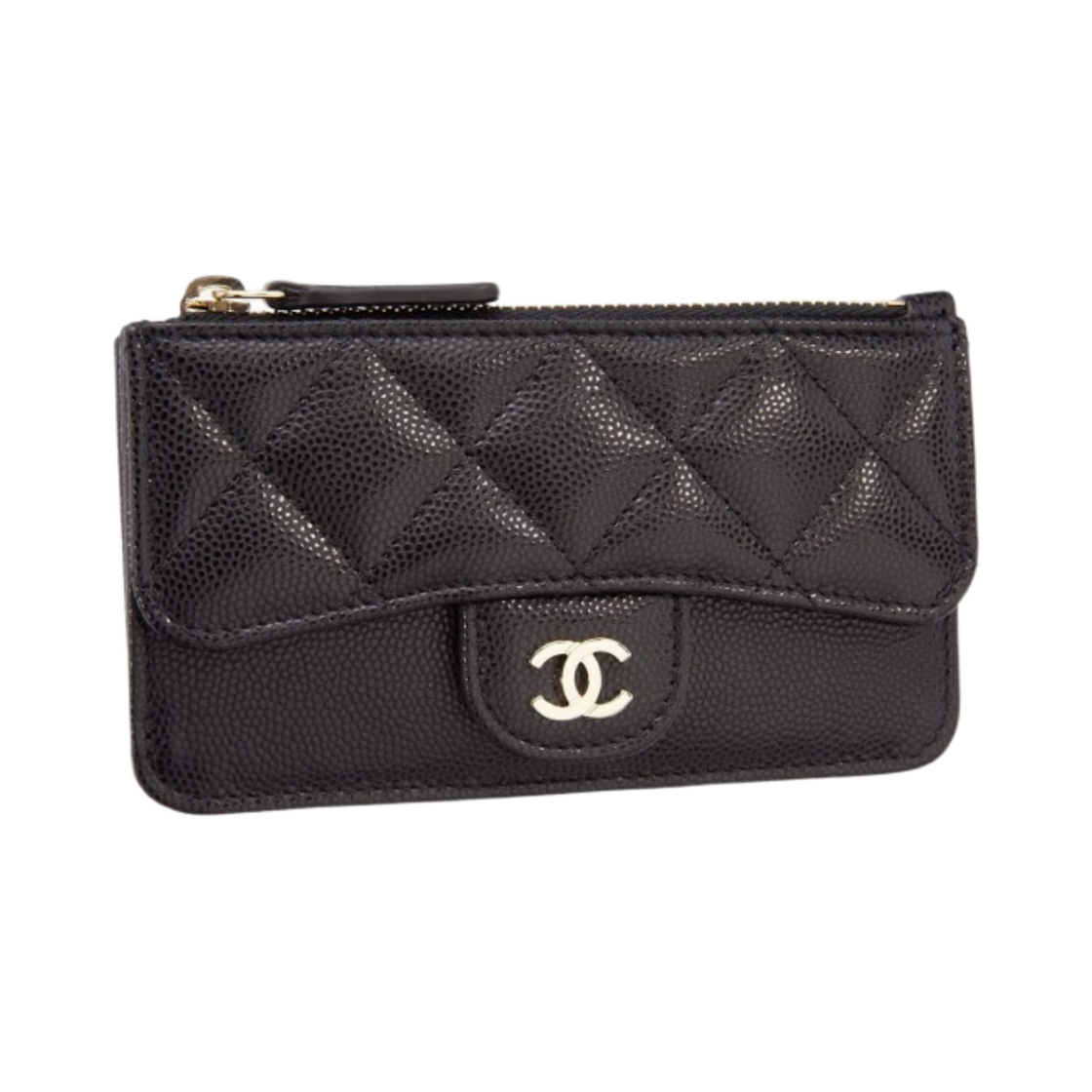샤넬 클래식 지퍼 카드 홀더 그레인드 카프스킨 & 골드 메탈 블랙(Chanel Classic Zipped Card Holder Grained Calfskin & Gold Black) - 2