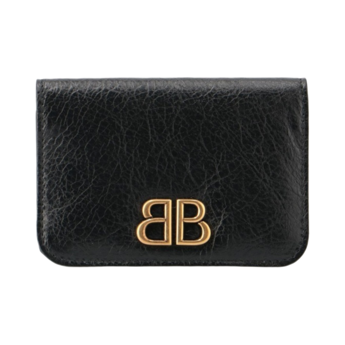 7656312AAXB1000 Balenciaga Monaco Flap Card Holder Black