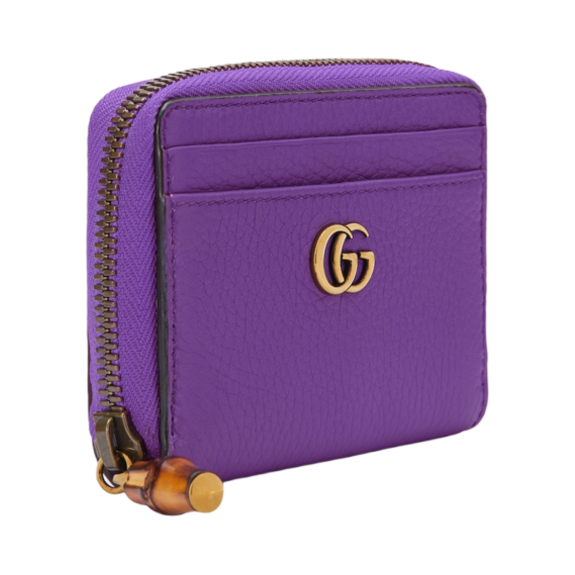 구찌 더블 G 집 카드 케이스 뱀부 퍼플 레더(Gucci Double G Zip Card Case with Bamboo Purple Leather) - 2