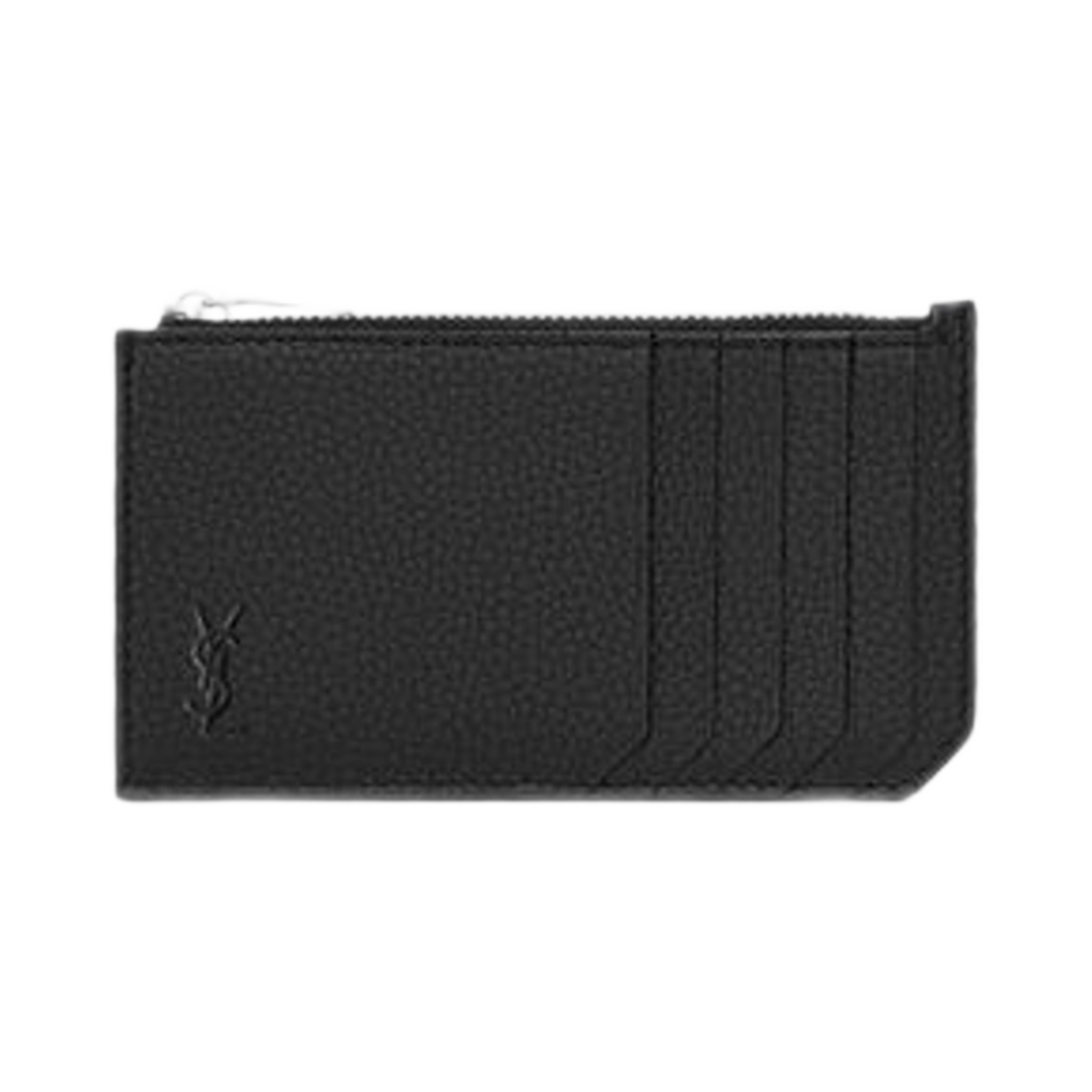 생로랑 카산드라 쉐도우 생로랑 프라그먼트 지퍼 카드 케이스 그레인 레더 블랙(Saint Laurent Cassandre Shadow Saint Laurent Fragments Zipped Card Case in Grained Leather Black) - 1