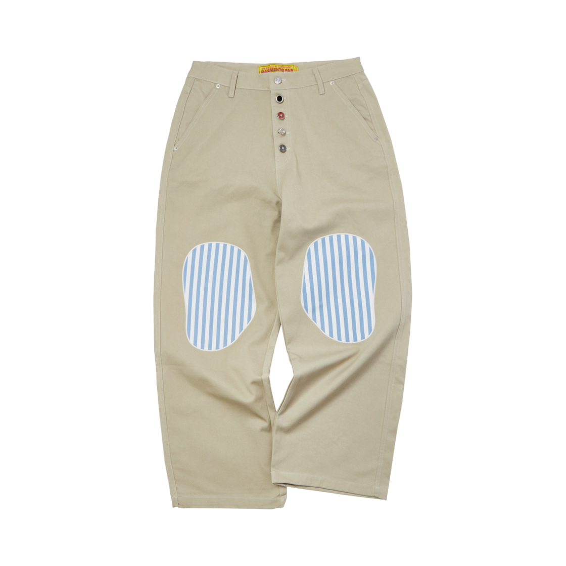 25SUGFPT04BG Garments Fab Stripe Knee Patch Pants Beige