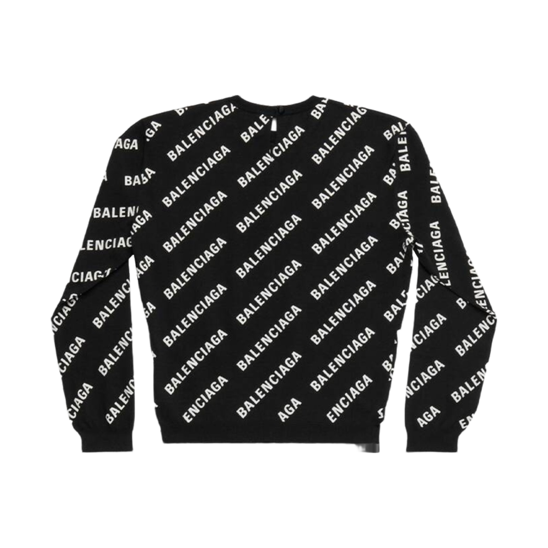 (W) 발렌시아가 올오버 로고 크롭 스웨터 블랙((W) Balenciaga Allover Logo Crop Sweater Black) - 2