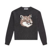 (W) Maison Kitsune Big Fox Head Pullover Knit Dark Grey Melange - Ssense Exclusive