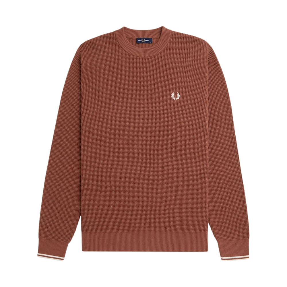 AFPM2436507-S54 Fred Perry Waffle Stitch Knit Whisky Brown