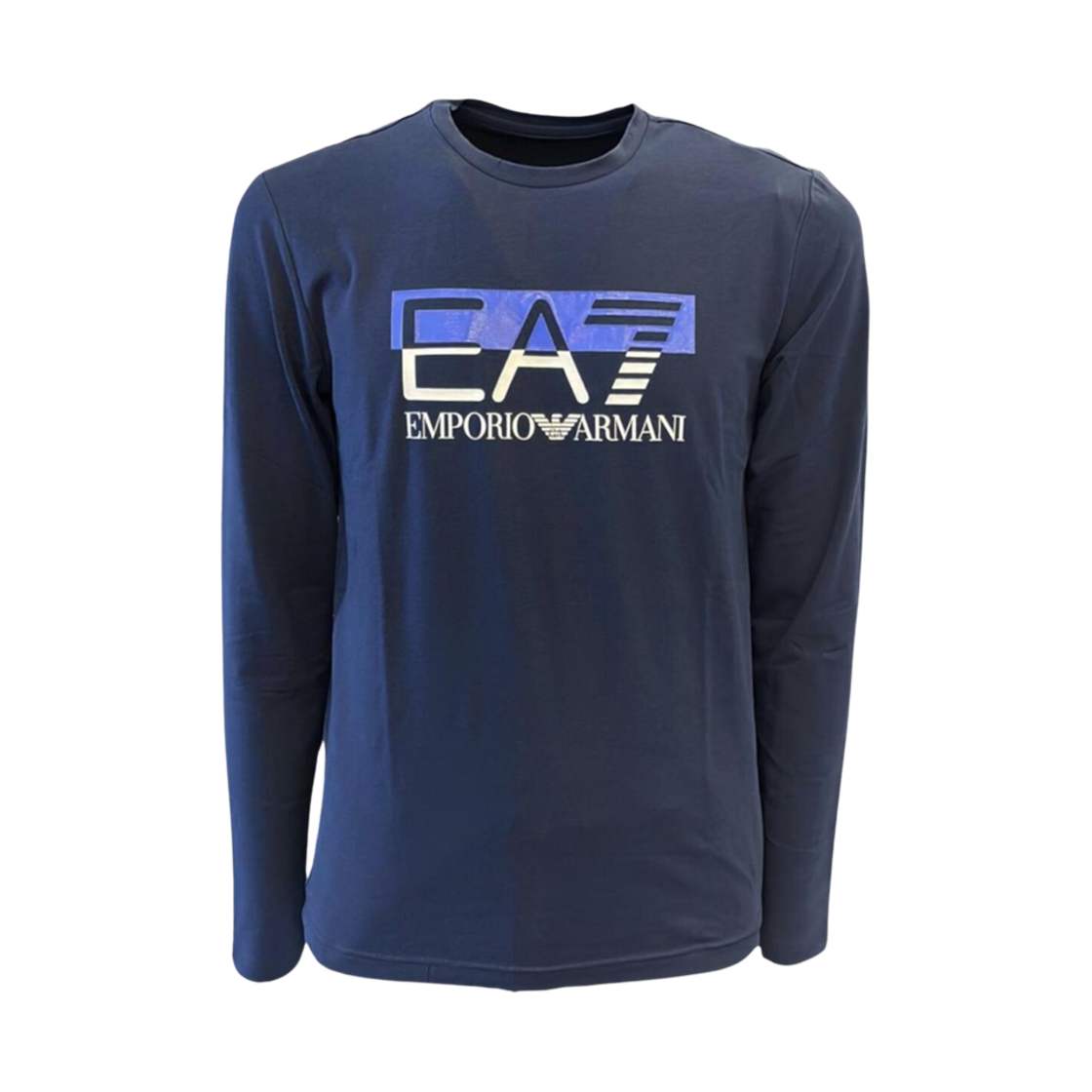6RPT64PJ03Z1554 Emporio Armani EA7 Logo Print Long Sleeve T-Shirt Navy