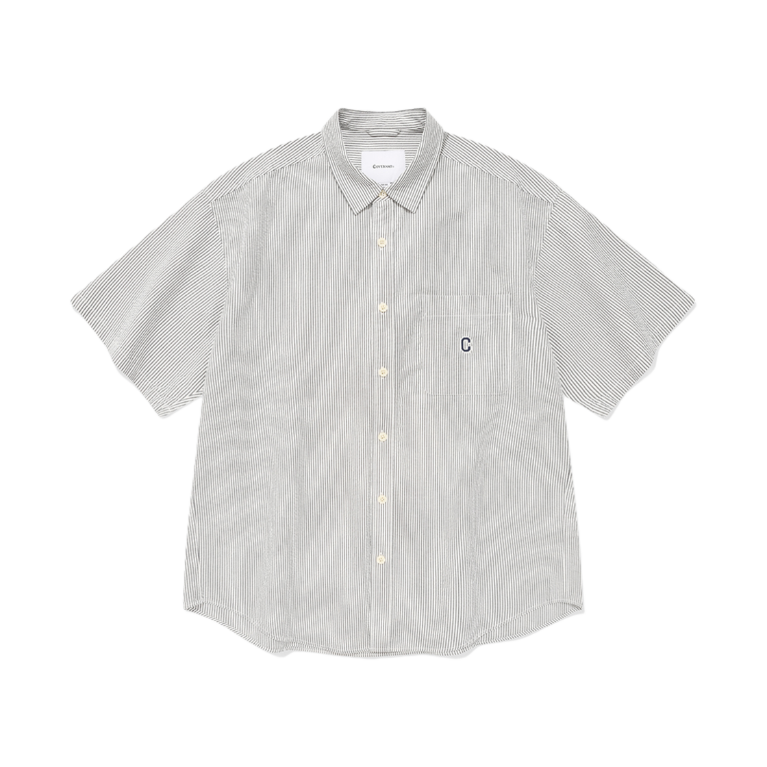 커버낫 C 로고 시어서커 스트라이프 하프 셔츠 네이비(Covernat C Logo Seersucker Stripe Half Shirt Navy) - 1