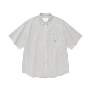 Covernat C Logo Seersucker Stripe Half Shirt Navy
