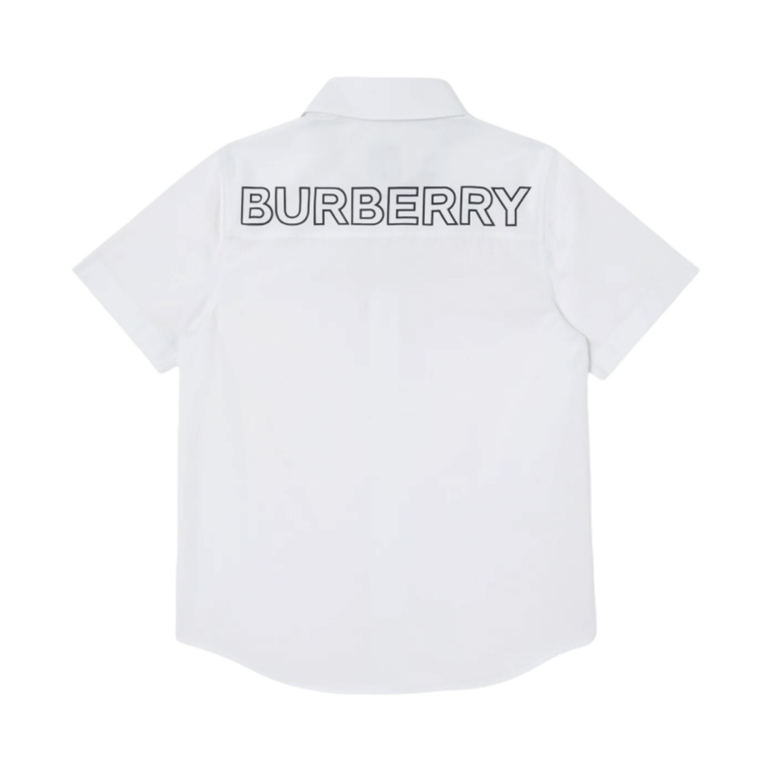 (키즈) 버버리 숏슬리브 로고 프린트 스트레치 코튼 셔츠 화이트((Kids) Burberry Short Sleeve Logo Print Stretch Cotton Shirt White) - 1