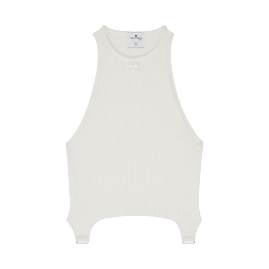 (W) 꾸레쥬 서스펜더 립 니트 탑 화이트((W) Courreges Suspenders Rib Knit Top White) - 1