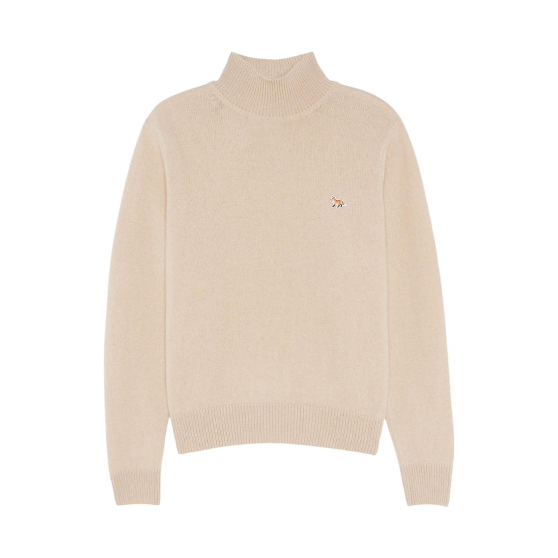 메종 키츠네 베이비 폭스 패치 박시 터틀넥 니트 베이지(Maison Kitsune Baby Fox Patch Boxy Turtleneck Knit Beige) - 1
