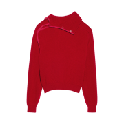 Jacquemus La Maille Vega Asymmetric Mock-Neck Sweater Dark Red