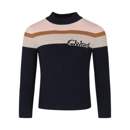 C20396-859 (Kids) Chloe Logo Turtleneck Knit Navy