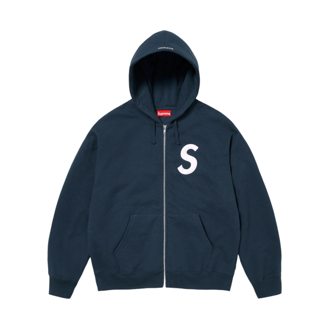 슈프림 S 로고 집업 후드 스웨트셔츠 네이비 - 23FW
