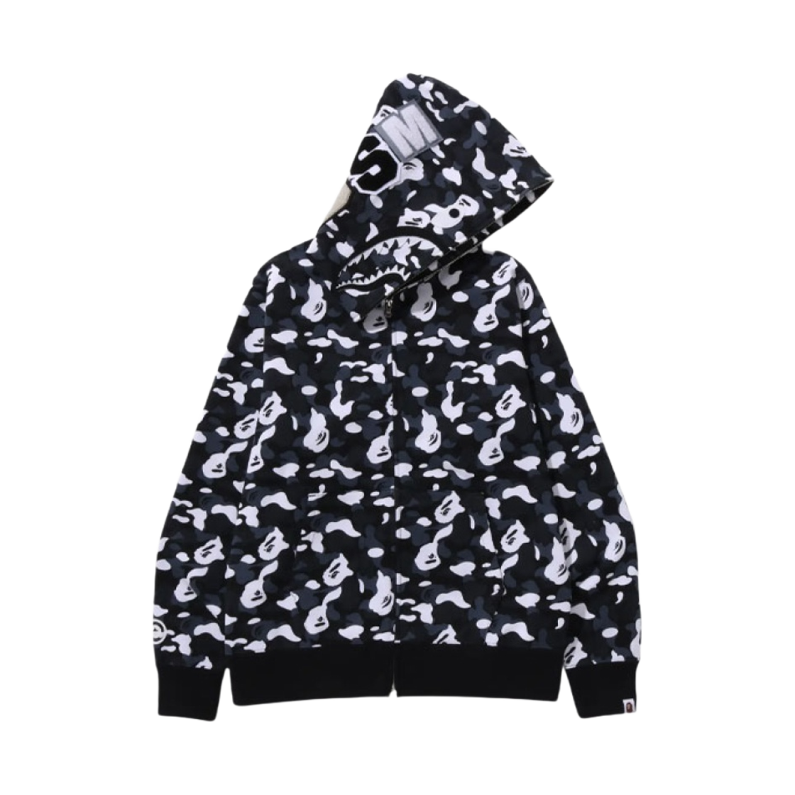 - BAPE x DSM Camo Shark Full Zip Hoodie Black