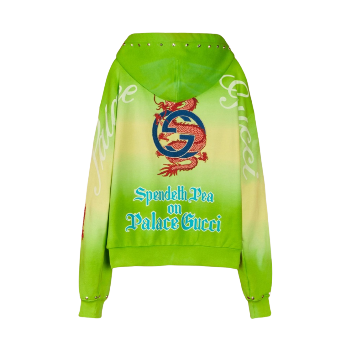 팔라스 x 구찌 스터드 자수 타이다이 후드 스웨트셔츠 그린 - 22FW(Palace x Gucci Studded and Embroidered Tie-Dye Hooded Sweatshirt Green - 22FW) - 2