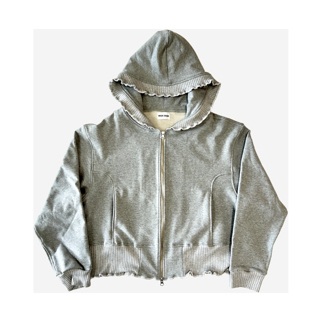 N-24FW01-GR NICK GEAR Frill Sweat Zip Blouson Grey