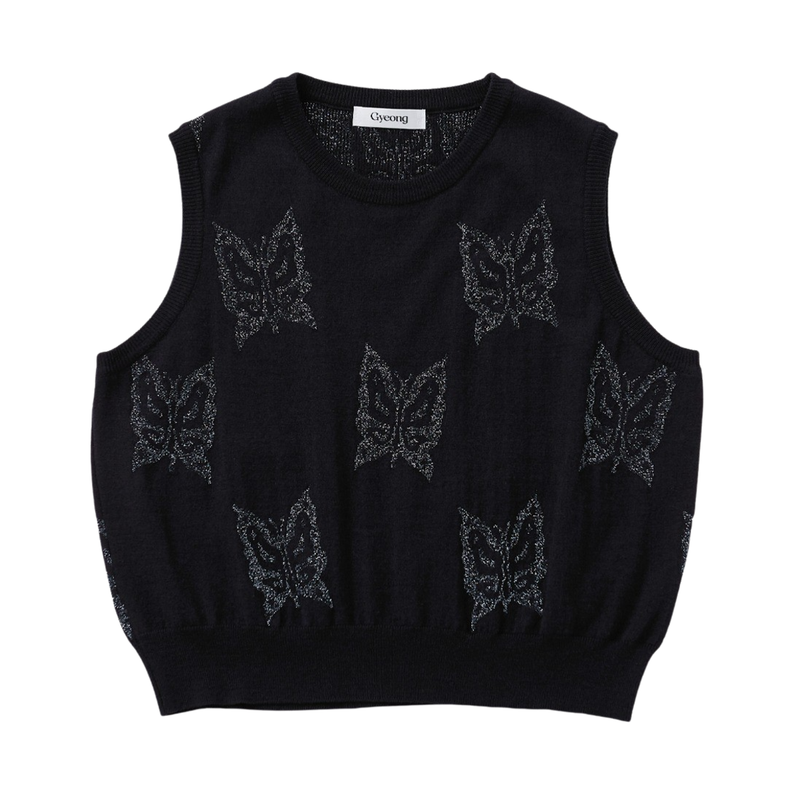 경 메탈릭 로고 니트 베스트 블랙(Gyeong Metallic Logo Knit Vest Black) - 1