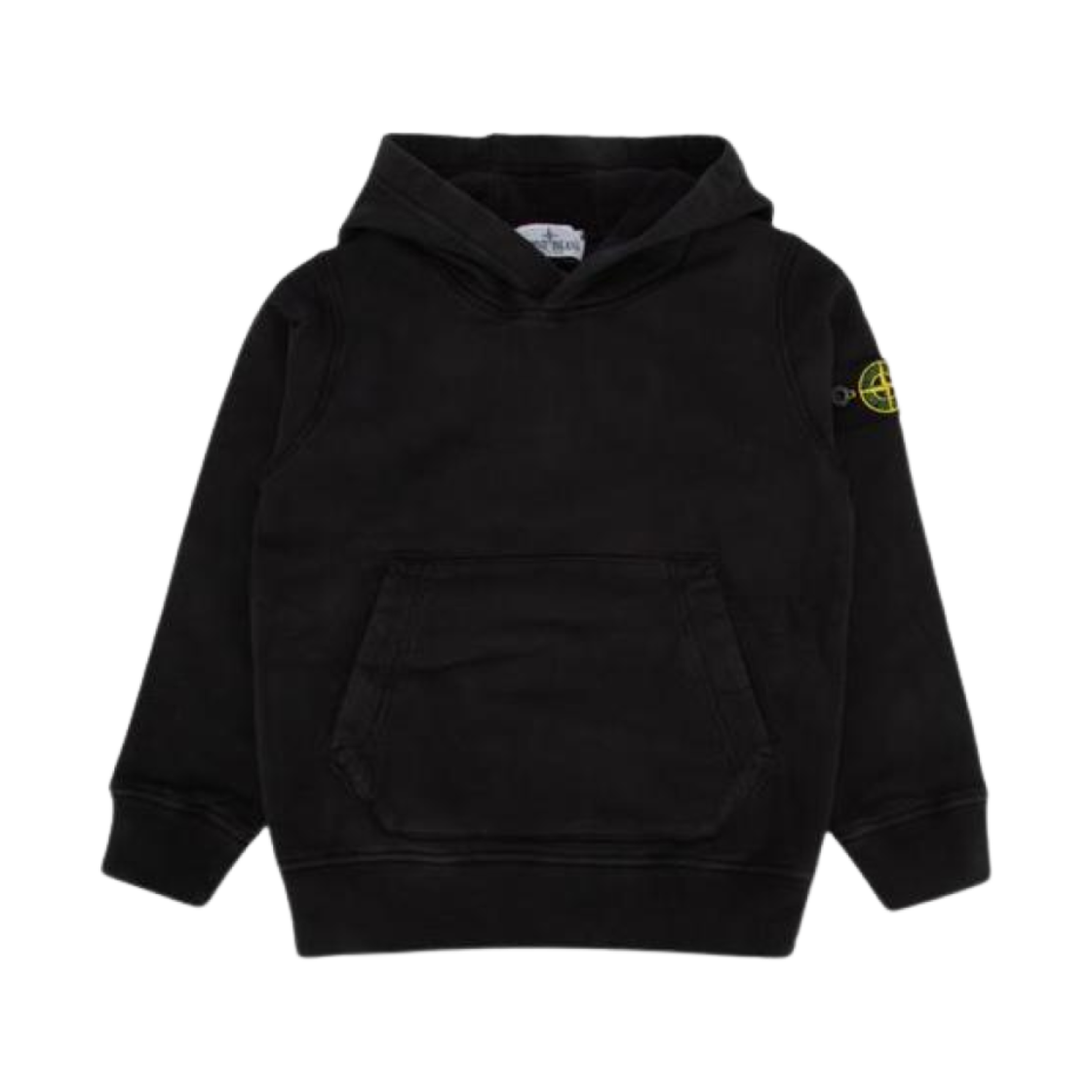 811661620-V0029 (Kids) Stone Island 61620 Garment Dyed Cotton Fleece Hooded Sweatshirt Black - 24FW