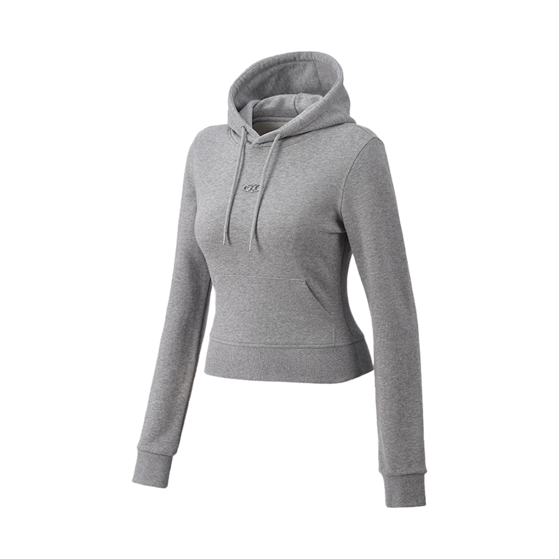 본투윈 우먼스 B 펜던트 코튼 크롭 후디 멜란지 그레이