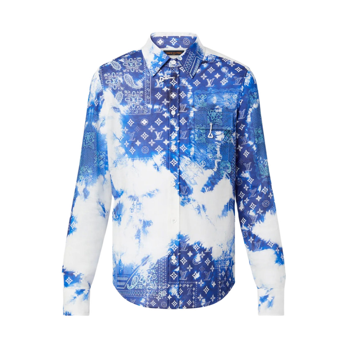 - Louis Vuitton Monogram Bandana Hook Detail Long Sleeve Shirt Heather Blue