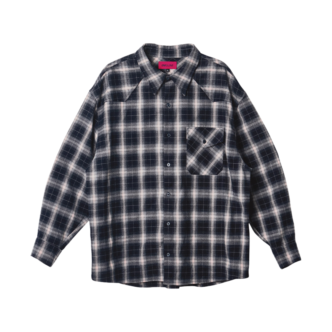WL243WSH01UNAV MELLOW Bergamot Loose Fit Check Shirts Navy