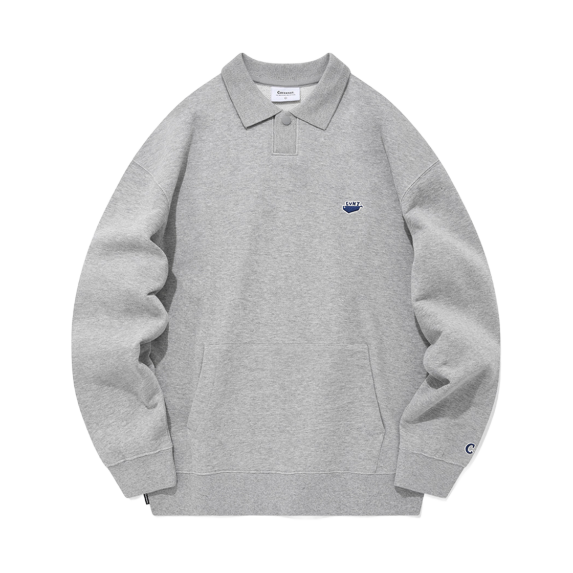 CO2301CR13MG Covernat Wale Logo Collar Sweatshirt Melange Grey