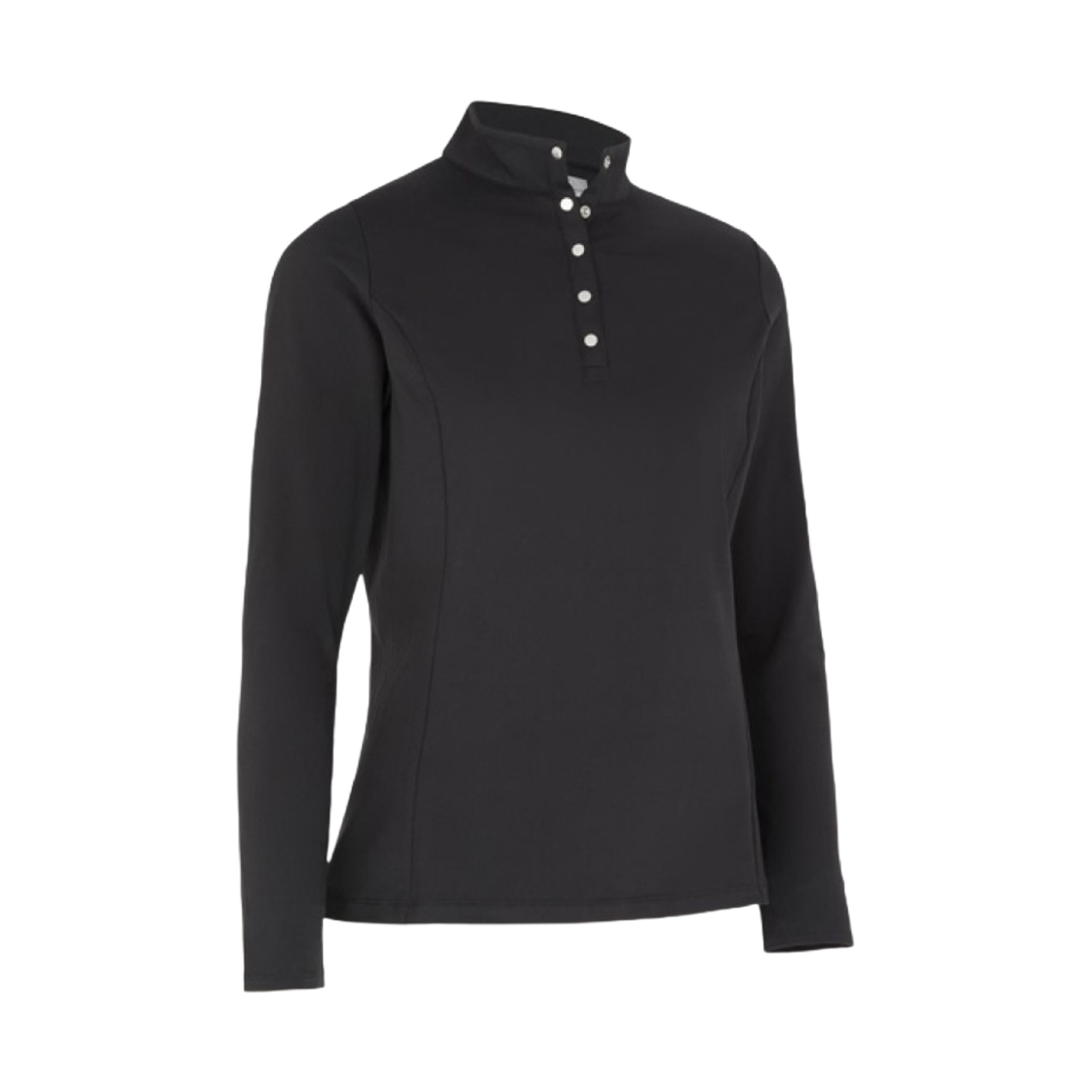(W) 캘러웨이 써멀 롱슬리브 플리스 백 저지 폴로 캐비어((W) Callaway Thermal Longsleeve Fleece Back Jersey Polo Caviar)