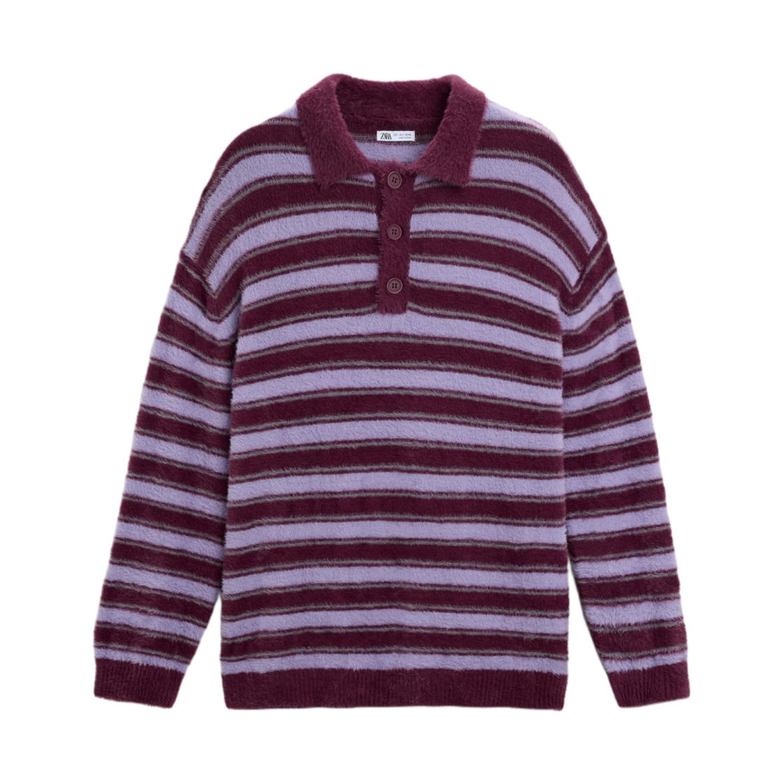 5536/339/611 Zara Faux Fur Knit Polo Shirt Pupple