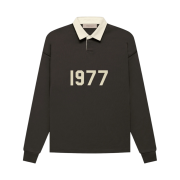 Essentials 1977 Henley Rugby Long Sleeve Polo Off Black - 22FW