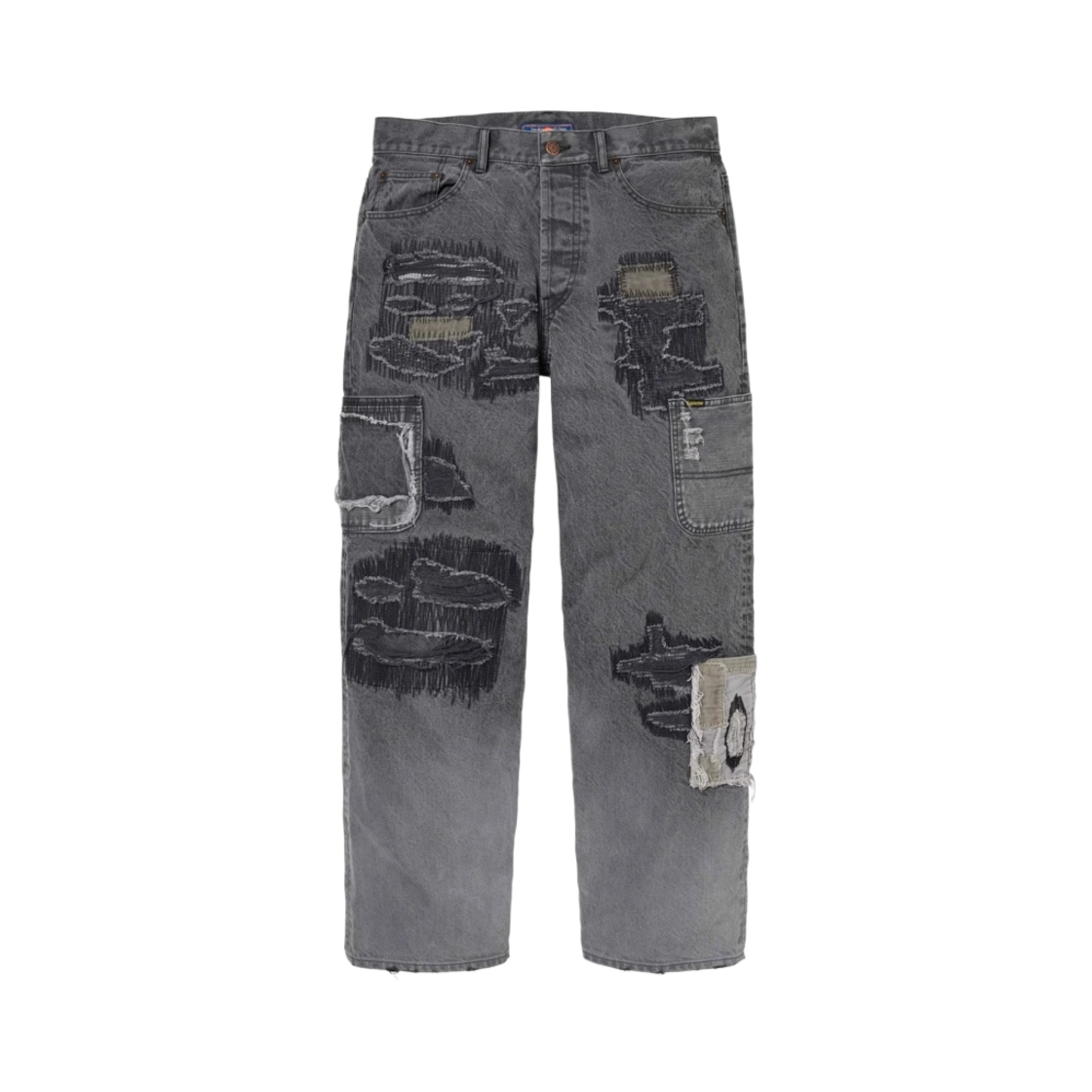 슈프림 x 블랙민즈 멘디드 루즈 핏 진 워시드 블랙 - 23FW