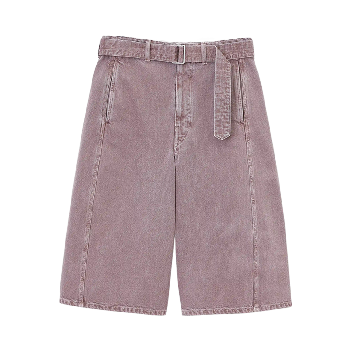 (W) 르메르 헤비 스노위 데님 트위스티드 벨티드 버뮤다 데님 스노우 모브((W) Lemaire Heavy Snowy Denim Twisted Belted Bermuda Denim Snow Mauve)