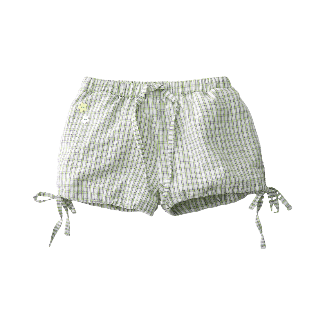 배드블루 체크 트윈 버튼 쇼츠 그린(BadBlue Check Twin Buttons Shorts Green)