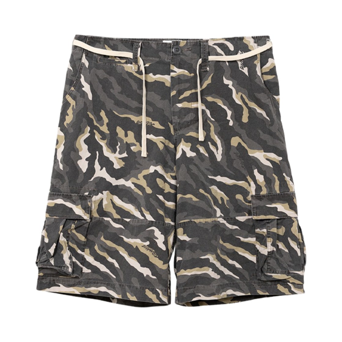 G14PT017 Kamiya Camouflage Cargo Bermuda Pants Beige