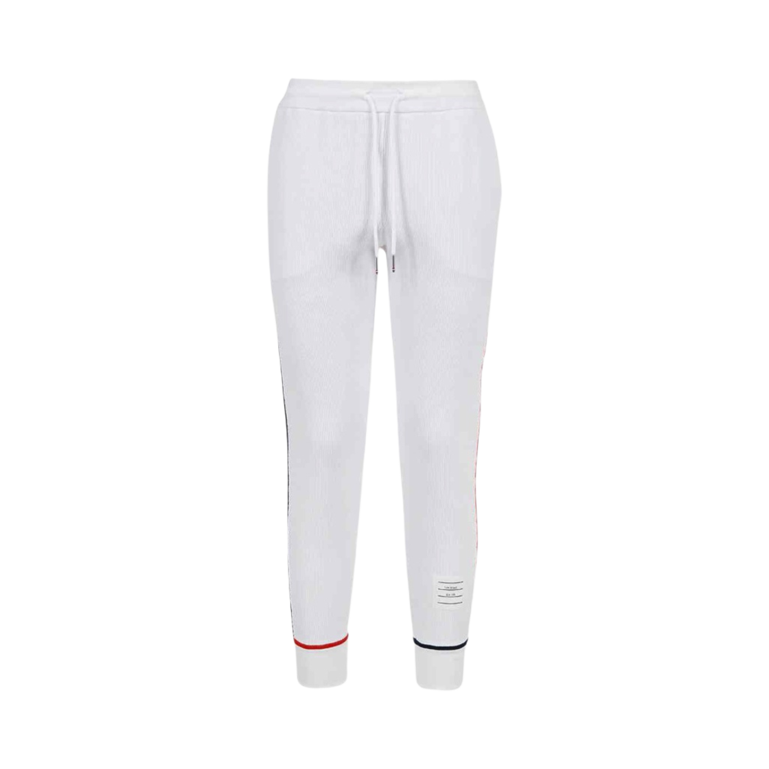FJQ063A-08000-100 (W) Thom Browne Mesh Back Cotton Rib Contrast Cover Stitch Sweatpants White