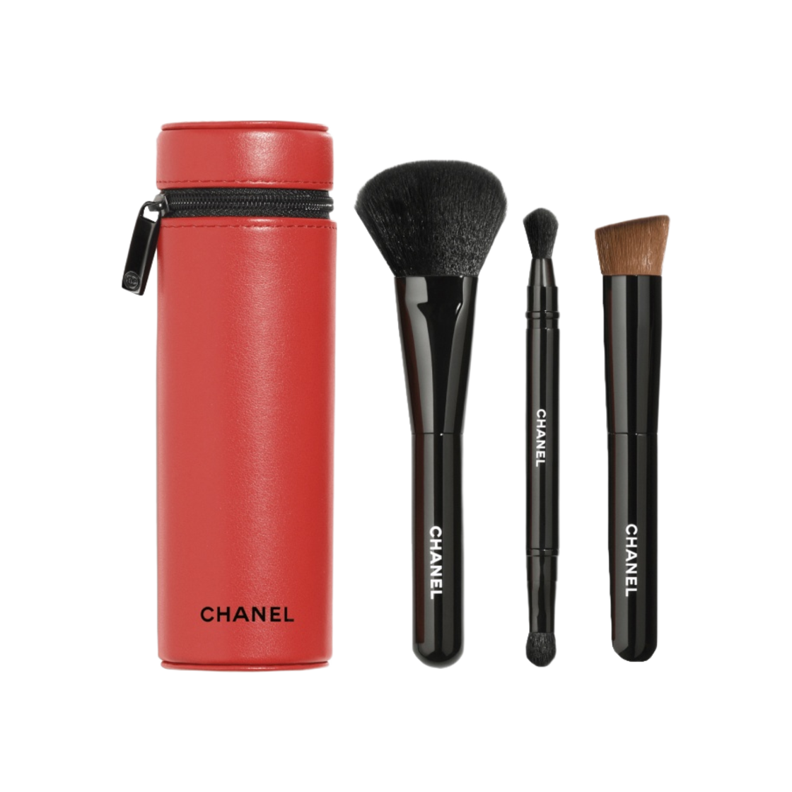 샤넬 코드 컬러 리미티드 에디션 에쌍씨엘 브러쉬 세트 파우치 포함 121 프리미에 담 (3개 세트)(Chanel Codes Couleur Limited Edition Essentiel Brush Set with Pouch 121 Premiere Dame (Set of 3)) - 1