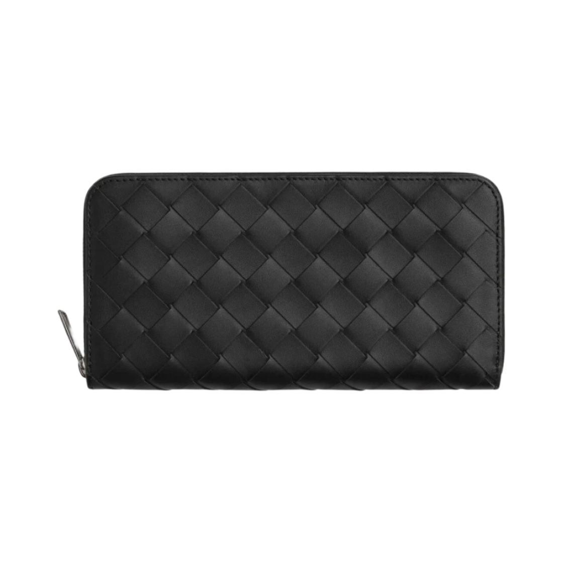 보테가 베네타 인트레치아토 집 어라운드 지갑 블랙 레드스톤(Bottega Veneta Intrecciato Zip Around Wallet Black Redstone) - 1