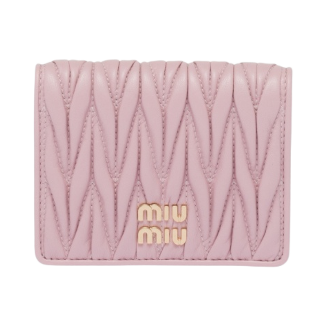 5MV204-2FPP-F0E18/5MV204-AFPP-F0E18 Miu Miu Matelasse Nappa Leather Wallet Alabaster Pink - 대표 이미지 #1