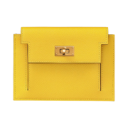 Hermes Kelly Pocket Compact Wallet Epsom & Gold Jaune de Naples