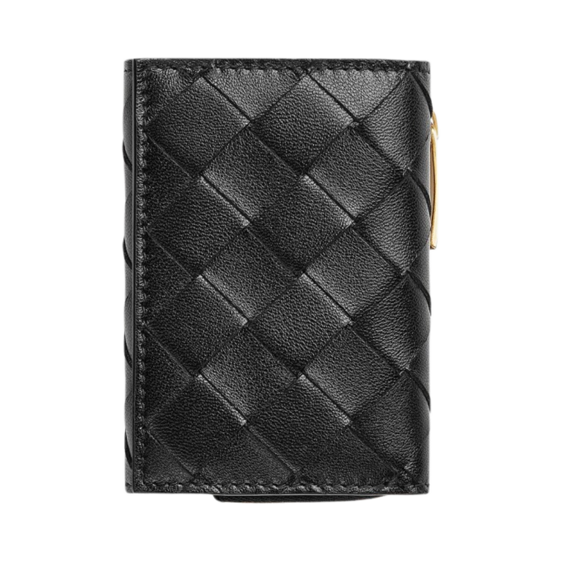 보테가 베네타 스몰 인트레치아토 트라이폴드 지퍼 지갑 블랙(Bottega Veneta Small Intrecciato Tri-Fold Zip Wallet Black) - 1