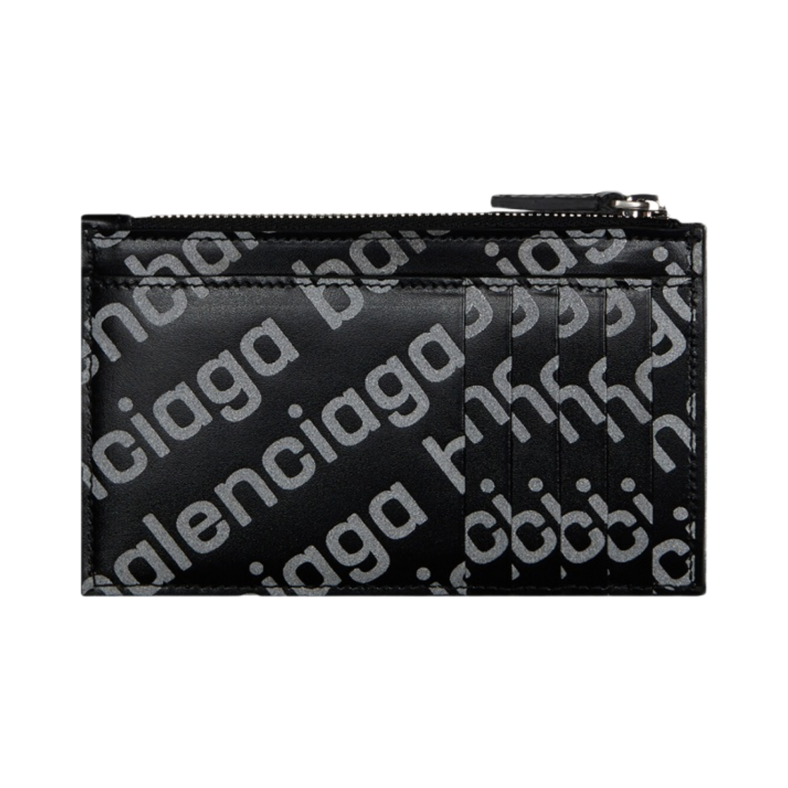 발렌시아가 리플렉티브 올오버 로고 프린트 캐쉬 라지 롱 코인 앤 카드 홀더 블랙(Balenciaga Reflective Allover Logo Printed Large Cash Large Long Coin and Card Holder Black) - 2